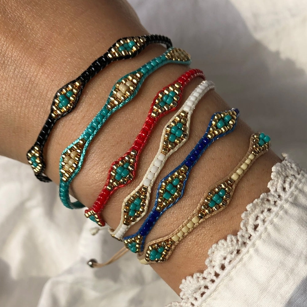 Wholesale Bohemian Style Friendship Bracelet Handmade Woven Rope Colorful Beaded Beaded Bracelet